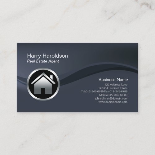 Chrome House Icon Real Estate Agent Business Card