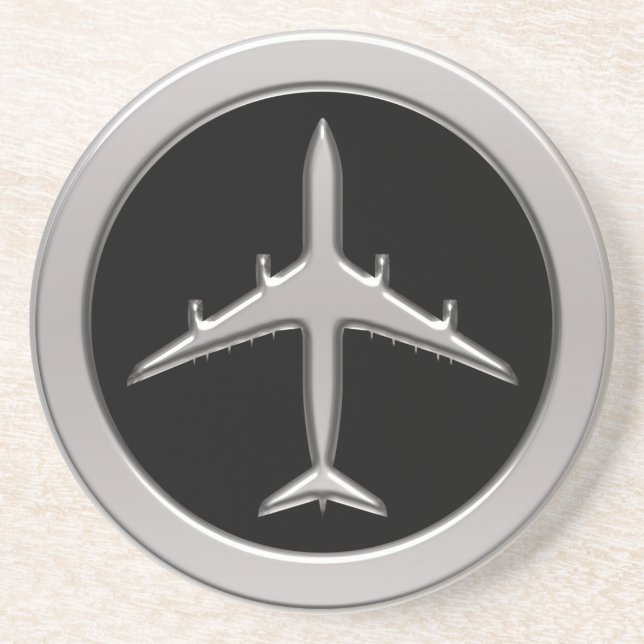 Chrome Jet Airplane Drink Coaster (Front)