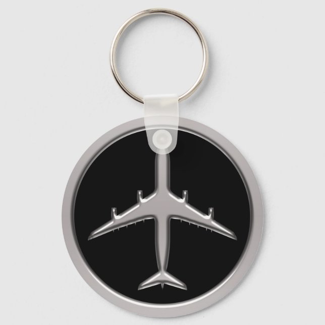 Chrome Jet Airplane Keychain (Front)