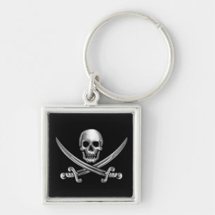 Chrome Jolly Roger Keychain