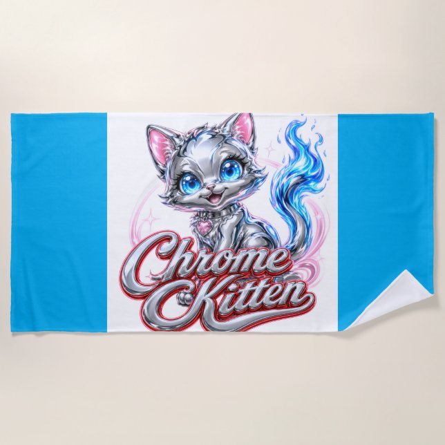 Chrome Kitten Beach Towell Towel (Front)