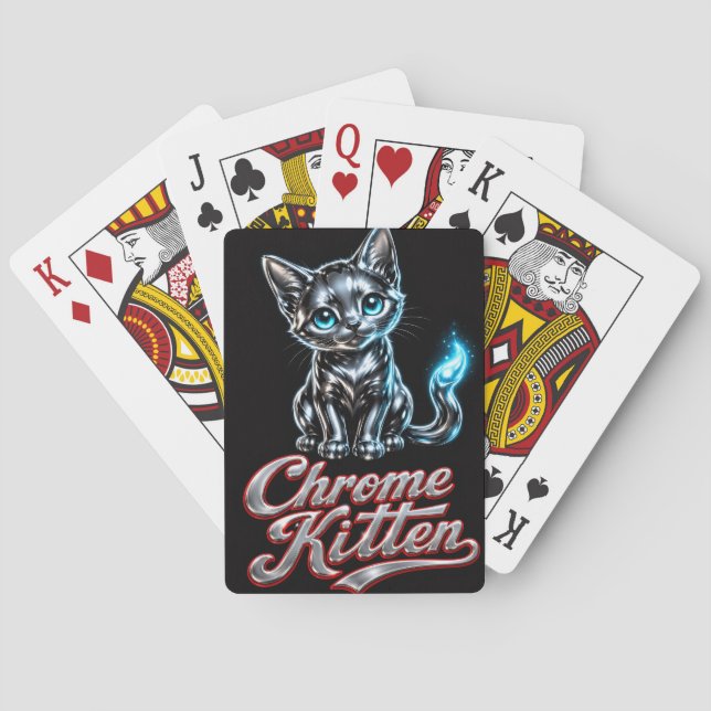 Chrome Kitten Cool Hoodie Poker Cards (Back)