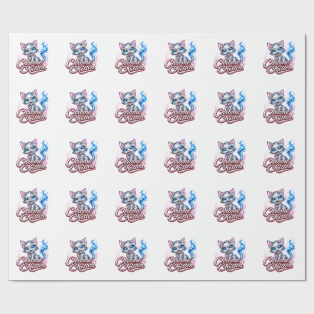 CHROME KITTEN Gloss Wrapping Paper (Flat)