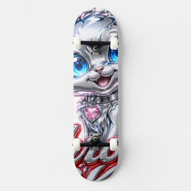 CHROME KITTEN Skateboard, with Trucks and Wheels Skateboard (Front)