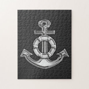Chrome Lifesaver Anchor on Carbon Fiber Jigsaw Puzzle