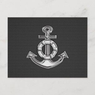 Chrome Lifesaver Anchor on Carbon Fiber Postcard