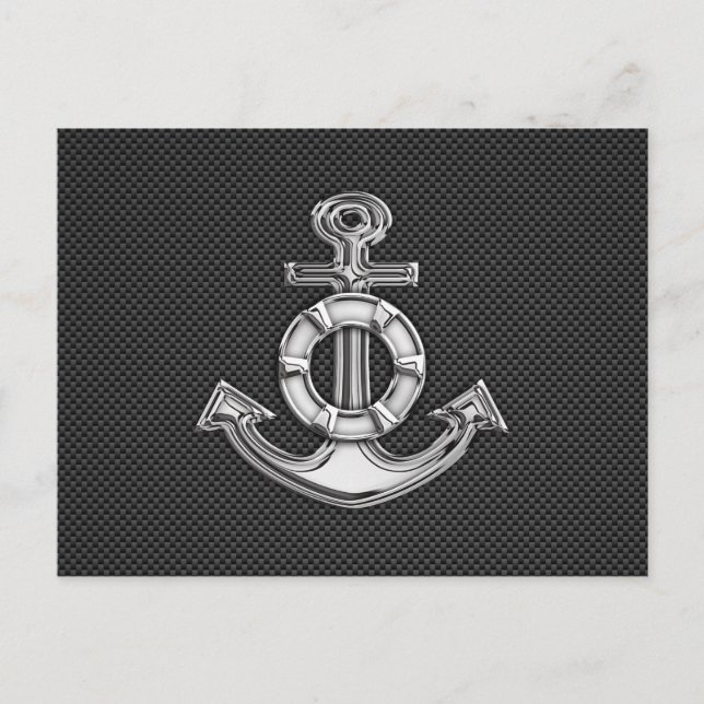 Chrome Lifesaver Anchor on Carbon Fiber Postcard (Front)