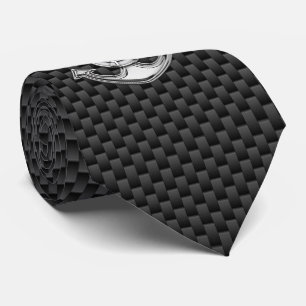 Chrome Lifesaver Anchor on Carbon Fiber print Tie