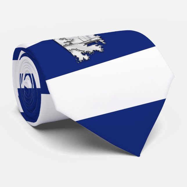 Chrome Lighthouse on Nautical navy blue Stripes Neck Tie (Rolled)