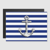 Chrome Like Anchor Nautical Navy Blue Stripes (Front/Back)