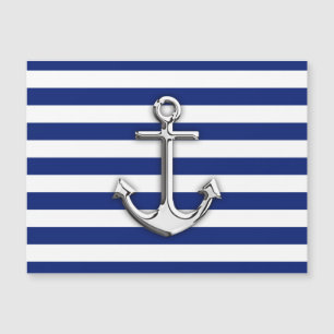 Chrome Like Anchor Nautical Navy Blue Stripes