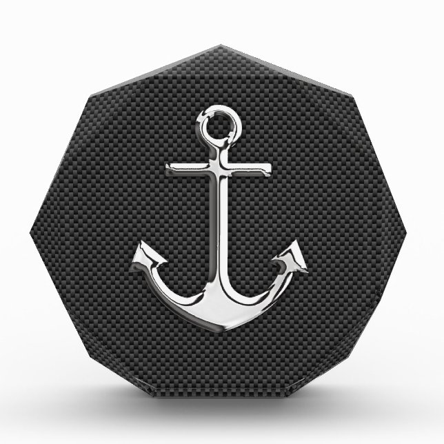 Chrome Like Anchor on Carbon Fiber Acrylic Award (Front)