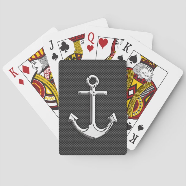 Chrome Like Anchor on Carbon Fiber Poker Cards (Back)
