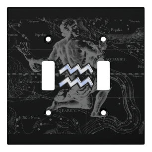 Chrome like Aquarius Sign on Hevelius Map Light Switch Cover