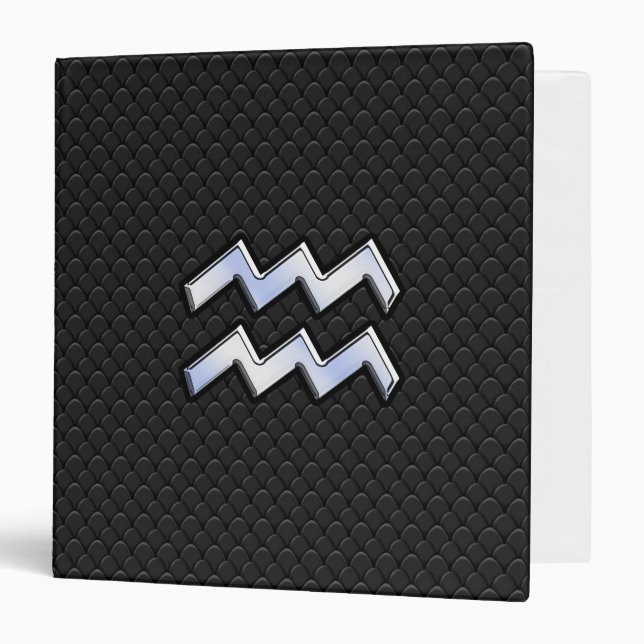 Chrome like Aquarius Zodiac in Snake Skin 3 Ring Binder (Front/Inside)