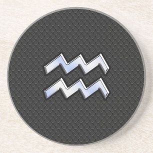 Chrome like Aquarius Zodiac in Snake Skin Drink Coaster