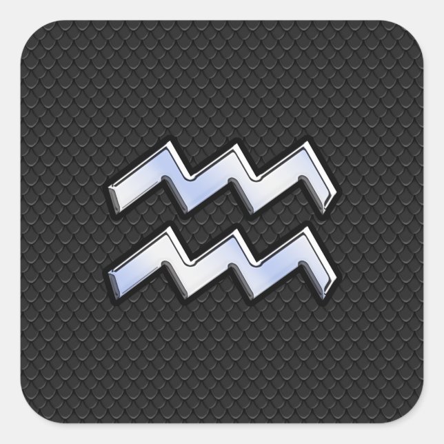 Chrome like Aquarius Zodiac in Snake Skin Square Sticker (Front)