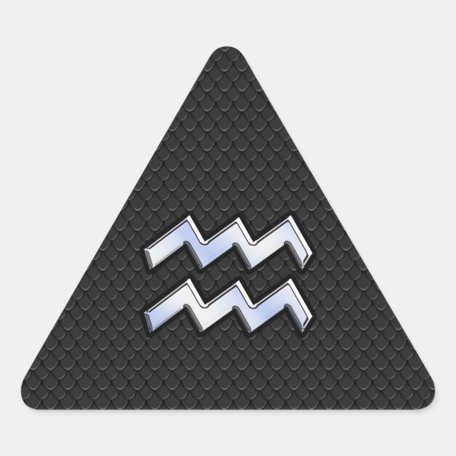 Chrome like Aquarius Zodiac in Snake Skin Triangle Sticker (Front)