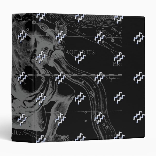 Chrome like Aquarius Zodiac Sign on Hevelius Binder (Front/Spine)
