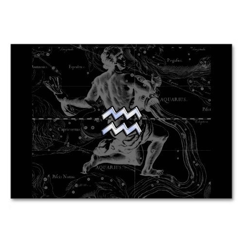 Chrome like Aquarius Zodiac Sign on Hevelius Table Number