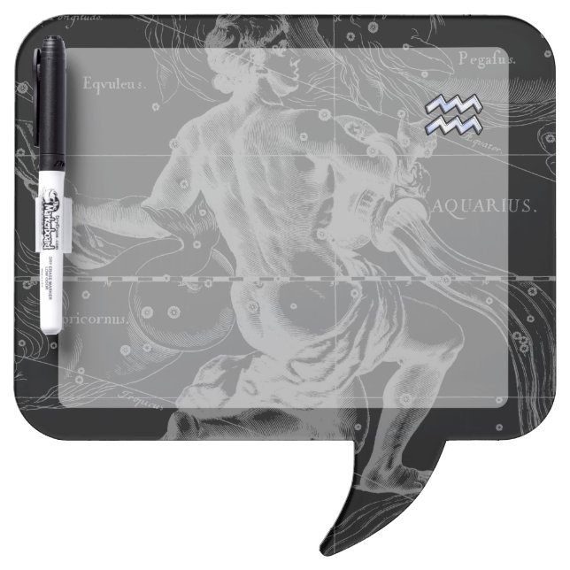 Chrome like Aquarius Zodiac Symbol on Hevelius Dry-Erase Board (Front)