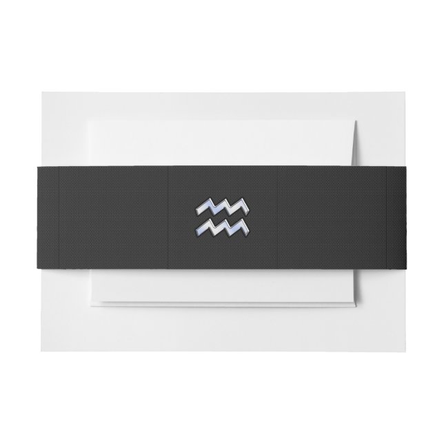 Chrome like Aquarius Zodiac Symbol on snake Invitation Belly Band (Front Example)