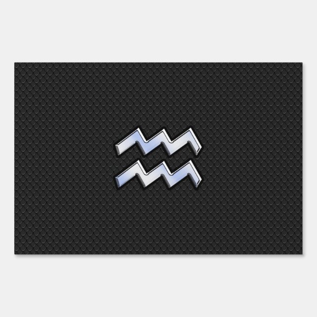 Chrome like Aquarius Zodiac Symbol on snake Sign (Front)