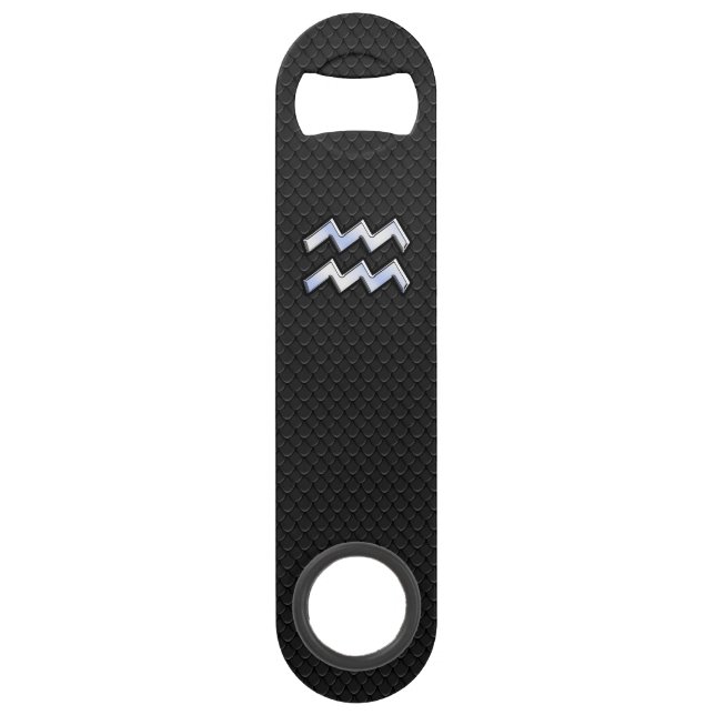 Chrome like Aquarius Zodiac Symbol on snake Speed Bottle Opener (Front)