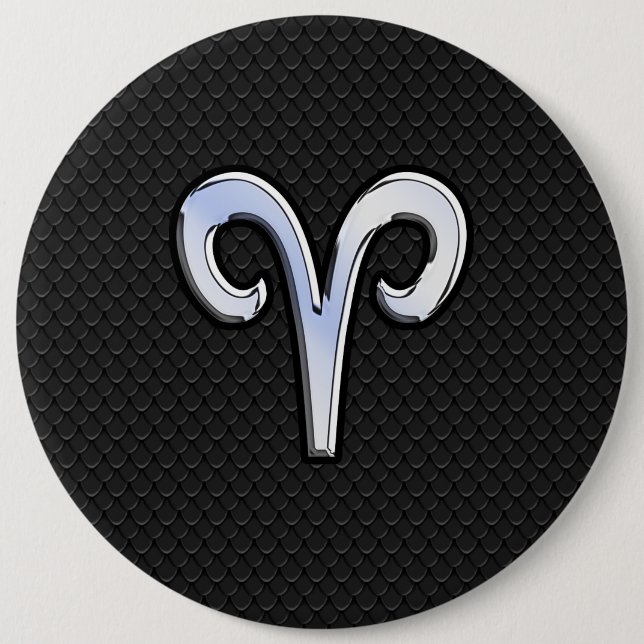 Chrome Like Aries Zodiac Sign Button (Front)