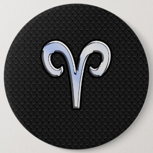 Chrome Like Aries Zodiac Sign Button