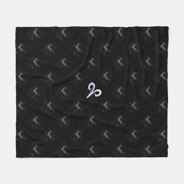 Chrome like Aries Zodiac Sign on Hevelius Fleece Blanket (Front (Horizontal))