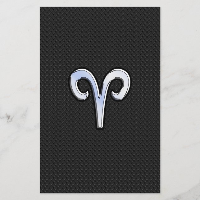 Chrome Like Aries Zodiac Sign Stationery (Front)