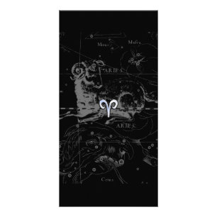 Chrome like Aries Zodiac Sign Vintage Hevelius Card