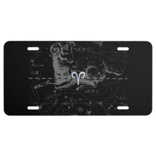Chrome like Aries Zodiac Sign Vintage Hevelius License Plate