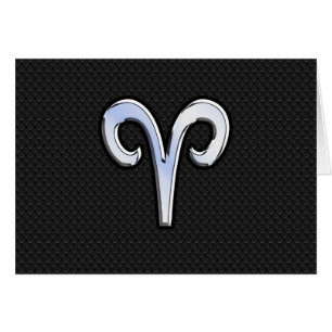 Chrome Like Aries Zodiac Symbol Cards