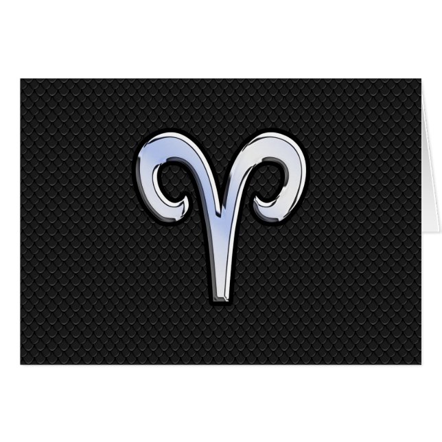 Chrome Like Aries Zodiac Symbol Cards (Front Horizontal)