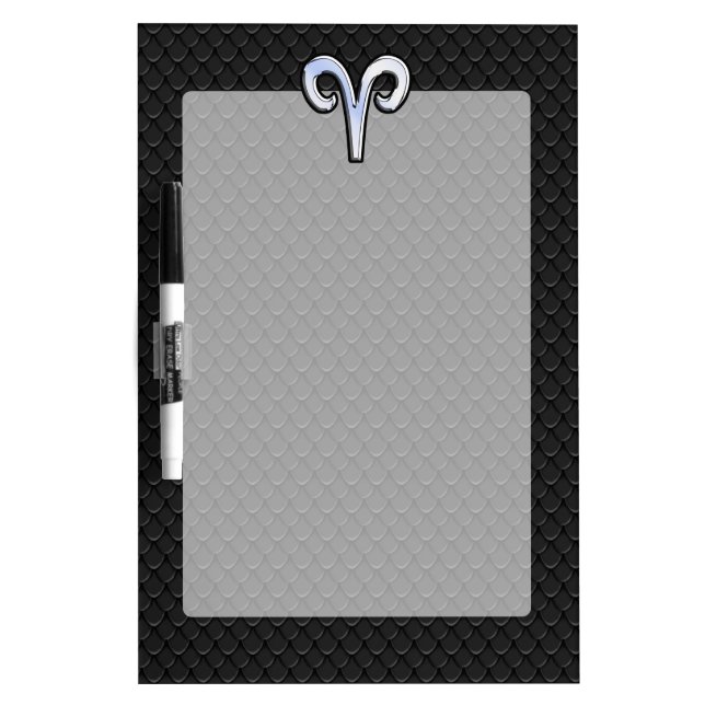 Chrome Like Aries Zodiac Symbol Dry Erase Board (Front)