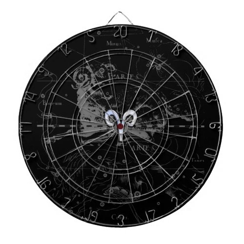 Chrome like Aries Zodiac Symbol on Hevelius 1690 Dart Board