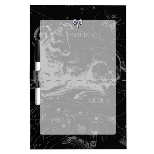 Chrome like Aries Zodiac Symbol on Hevelius 1690 Dry Erase Board