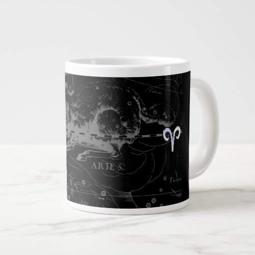 Chrome like Aries Zodiac Symbol on Hevelius 1690 Giant Coffee Mug