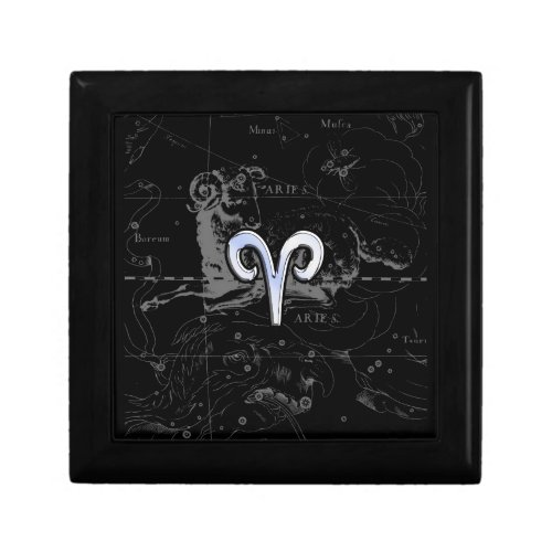 Chrome like Aries Zodiac Symbol on Hevelius Gift Box