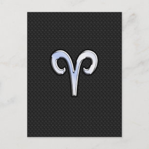 Chrome Like Aries Zodiac Symbol Postcard