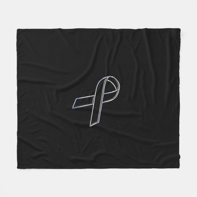 Chrome Like Black Ribbon Awareness Fleece Blanket (Front (Horizontal))