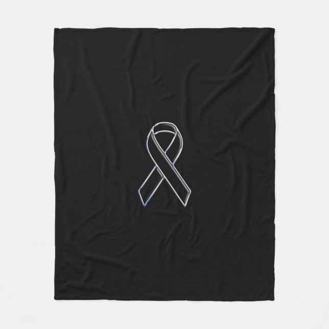 Chrome Like Black Ribbon Awareness Fleece Blanket (Front)