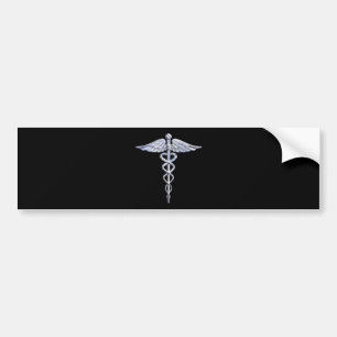 Chrome Like Caduceus Medical Symbol Bumper Sticker