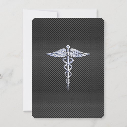 Chrome Like Caduceus Medical Symbol Carbon Fiber