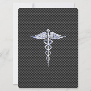 Chrome Like Caduceus Medical Symbol Carbon Fiber