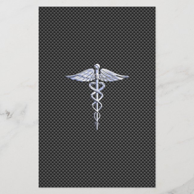 Chrome Like Caduceus Medical Symbol Carbon Fiber Flyer (Front)