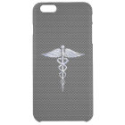Chrome Like Caduceus Medical Symbol Carbon Fiber