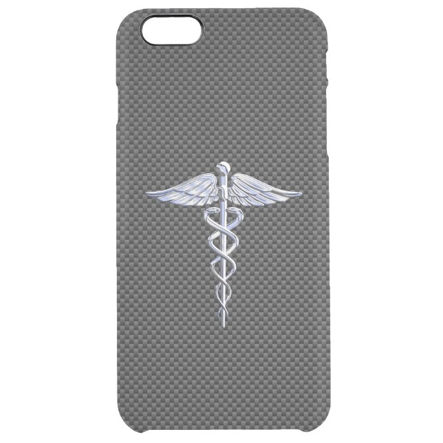 Chrome Like Caduceus Medical Symbol Carbon Fiber Uncommon iPhone Case (Back)